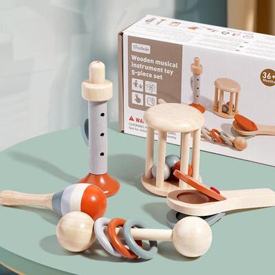 Wooden Baby Rattle Bell Crib Mobile Toy - Infant Early Education & Soothing Instrument