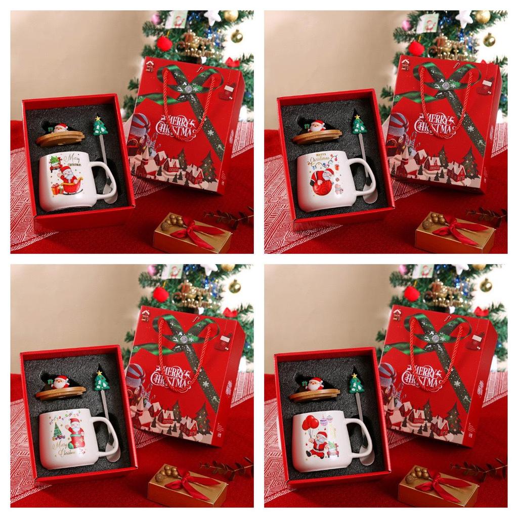 Santa Claus Ceramic Mug Gift Set with Lid and Spoon – Christmas Souvenir