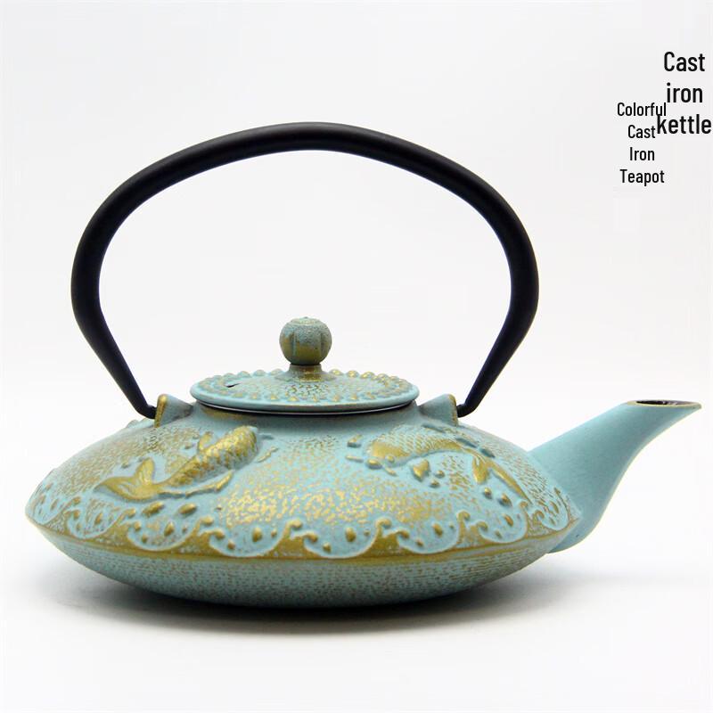 800ml Enamel Coated Cast Iron Fish Teapot