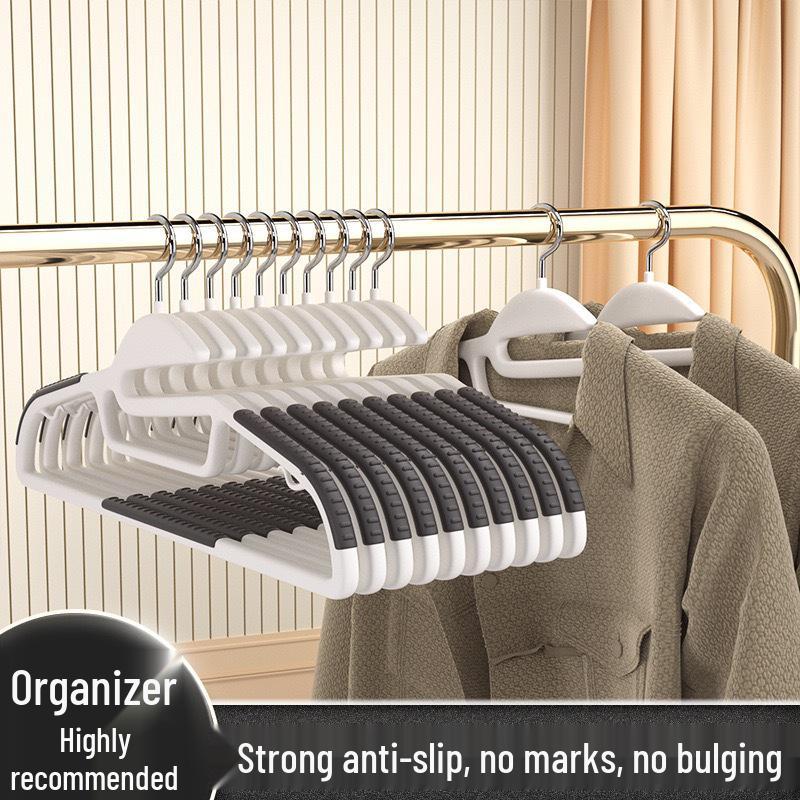Non-Slip Double-Position Thick Plastic Clothes & Coat Hanger for Bedroom Storage