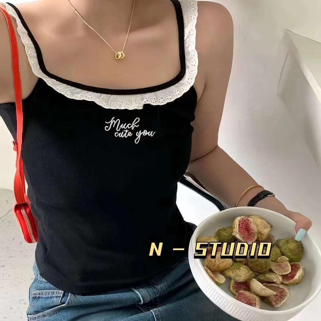 High-Quality Dopamine Lace Slim Fit Cotton Camisole with Latex Breast Pad - Sweet, Stylish Inner or Outer Wear for Women