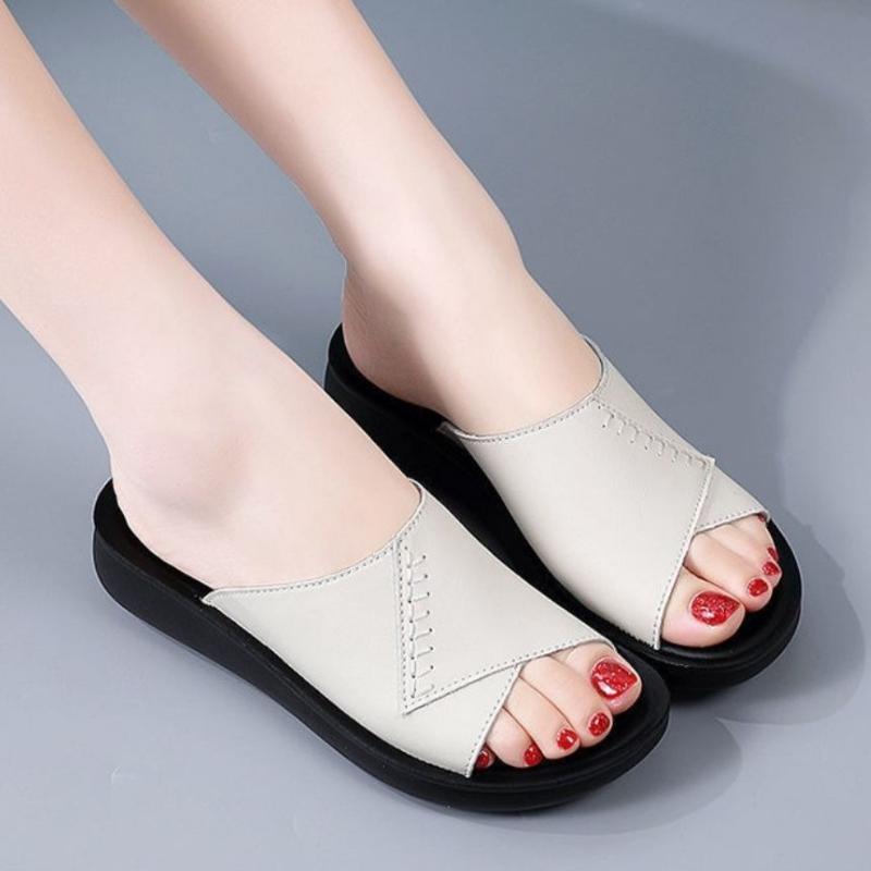 Soft Thick Woman Slippers Outside Sandals Low Heel Shoes for Women Small Size Chic and Elegant Summer Slides Sale Unique 39 Shoe
