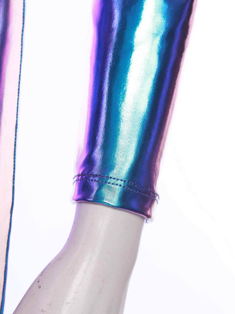 Women's Halloween Space Cadet Costume Long Sleeves Jumpsuit Dance Unitard for Rave Party