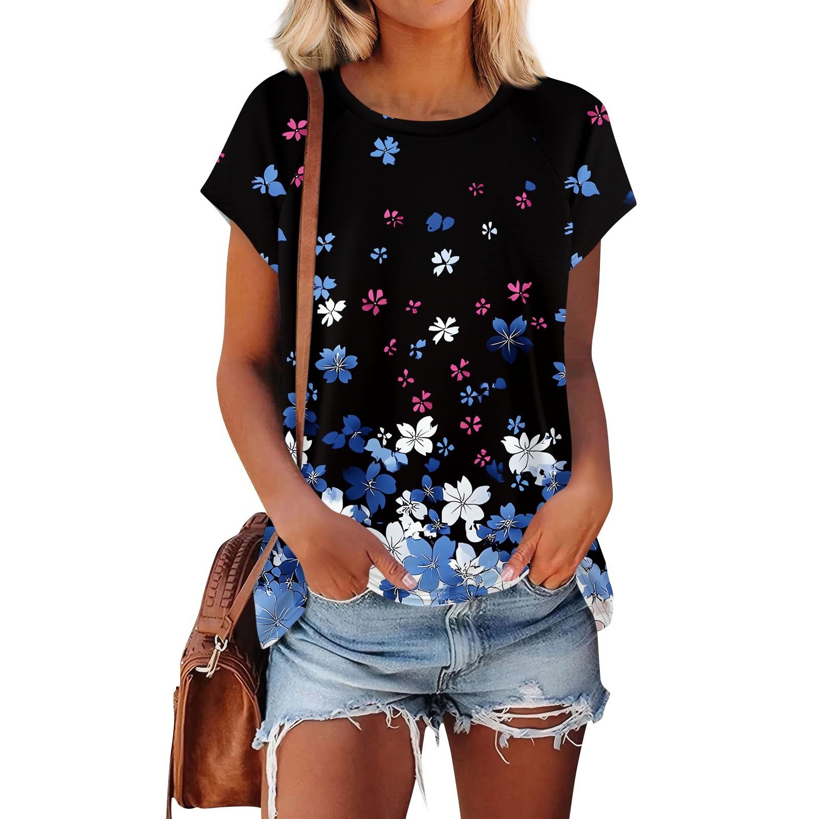 

Женские футболки с коротким рукавом, милые туники с круглым вырезом, топы, базовые футболки, блузки, свободный пуловер M