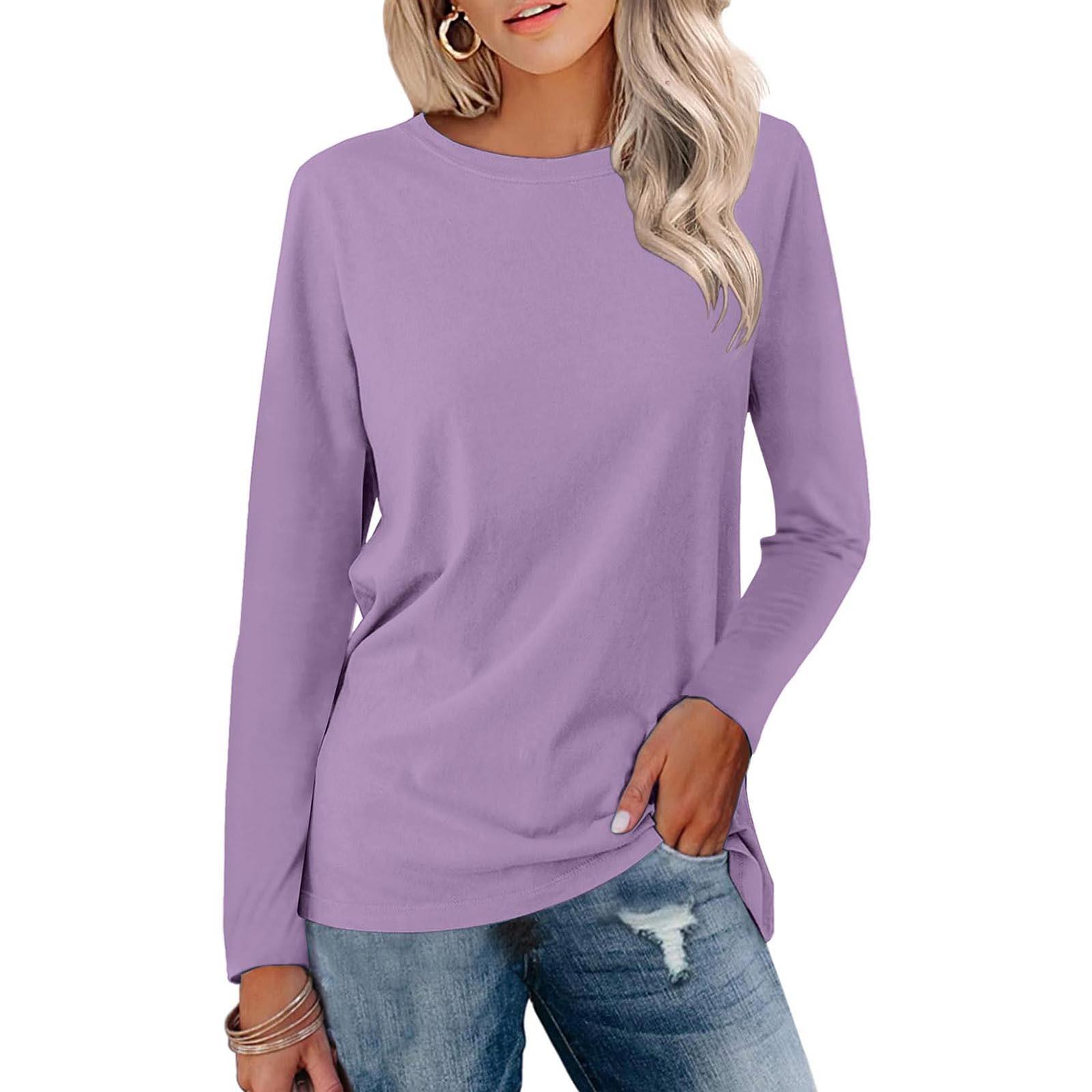 

Женская модная повседневная блузка с длинным рукавом и круглым вырезом, пуловер XXXXXL фиолетовый