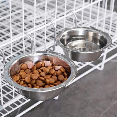 2Pcs Kennel Dog Bowls Stainless Steel Dog Crate Water Bowl Dog Feeder Food Holder Puppy Cage Hanging Feeding Bowls Secure Kennel Accessories