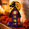 Outdoor Halloween Yard Displays Haunted House Blow Mold Light, Vintage Pre-Lit Mansion Decor with Glowing Witch Spooky Atmosphere Party Lights