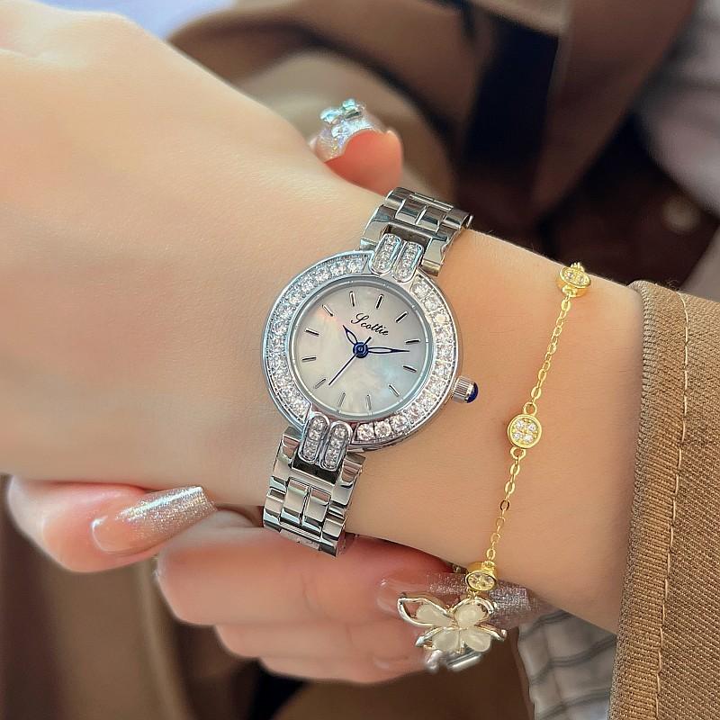 Diamond-Set Fashion Temperament Personalized Quartz Watch Steel Belt Simple Women'S Watch Trend Casual Women'S Watch
