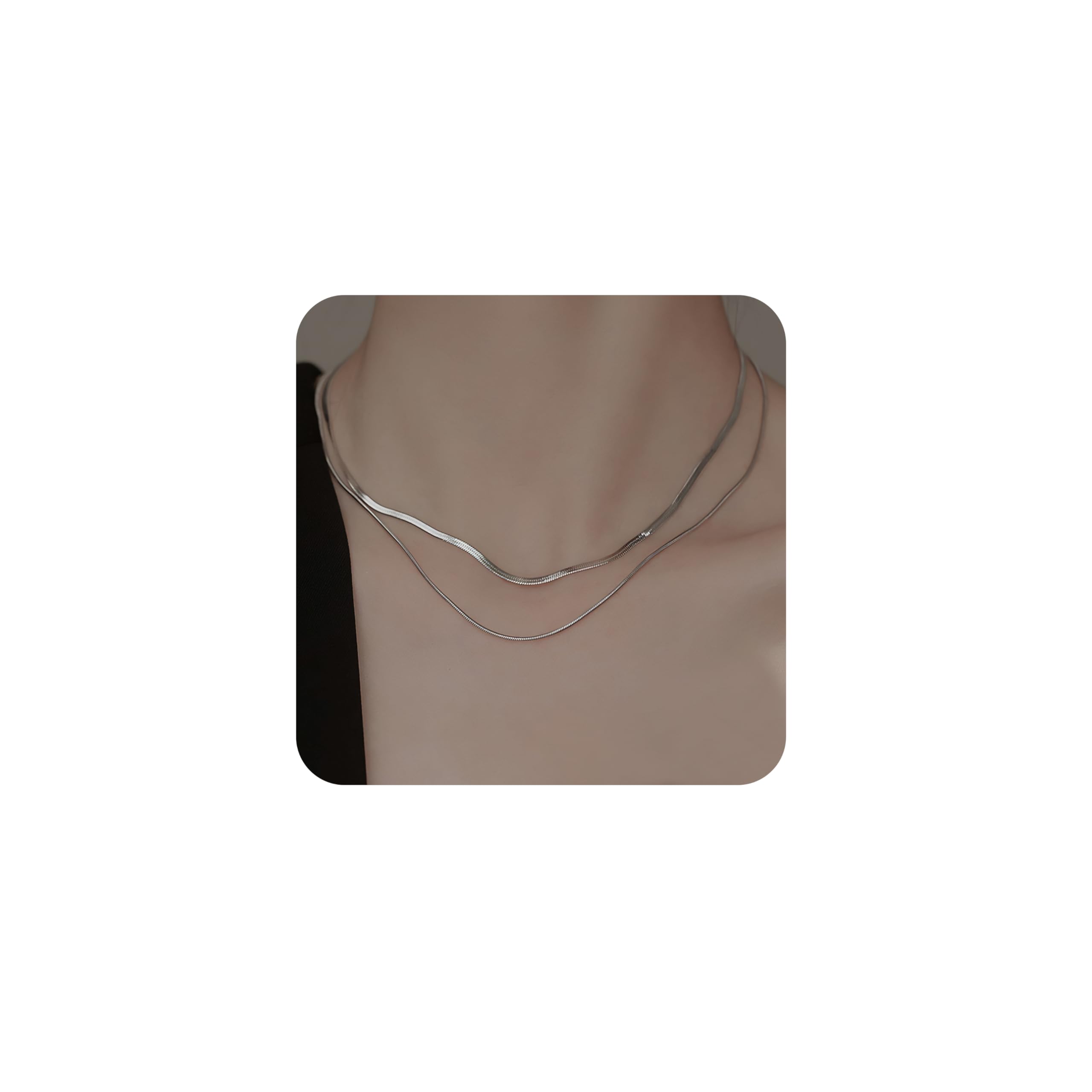 

Двойное ожерелье из нержавеющей стали Простая двойная цепочка Повседневная змеевидная цепочка Серебристое Стильное Женское Подарок Презент Ежедневные украшения [Mesaro]