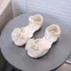 Butterfly Buckle Ribbon Bow Decoration Girls' Shoes, Shiny Leather Soft-Sole Princess Shoes, Peep-Toe Children's Princess Sandals