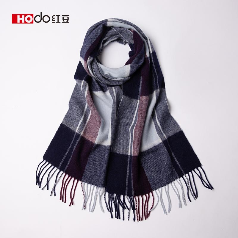 Red Bean Pure Wool Scarf for Women's Autumn and Winter New Wool Plaid Scarf for Both Men and Women, Fashionable and Versatile