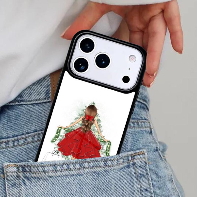 Christmas Girls Tree Gift Phone Case for iPhone 16e 15 14 13 12 17 Pro Max Plus Air 17pro Cover Coque