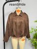 Women's Spring Autumn Faux Suede Velvet Stand Collar Zipper Button Flight Jacket Coat