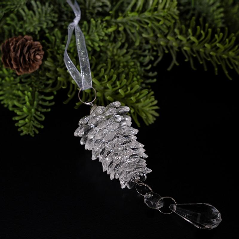 Realistic Acrylic Pinecone Christmas Tree Hanging Decoration Transparent Pine Cone Festival Home Ornament
