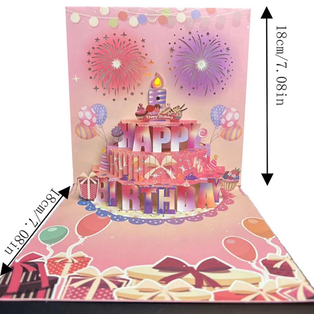 Multicolor Happy Birthday Cards Cartoon with Envelope Music Postcard Craft Music Lighting 3D Paper Carving Greeting Card