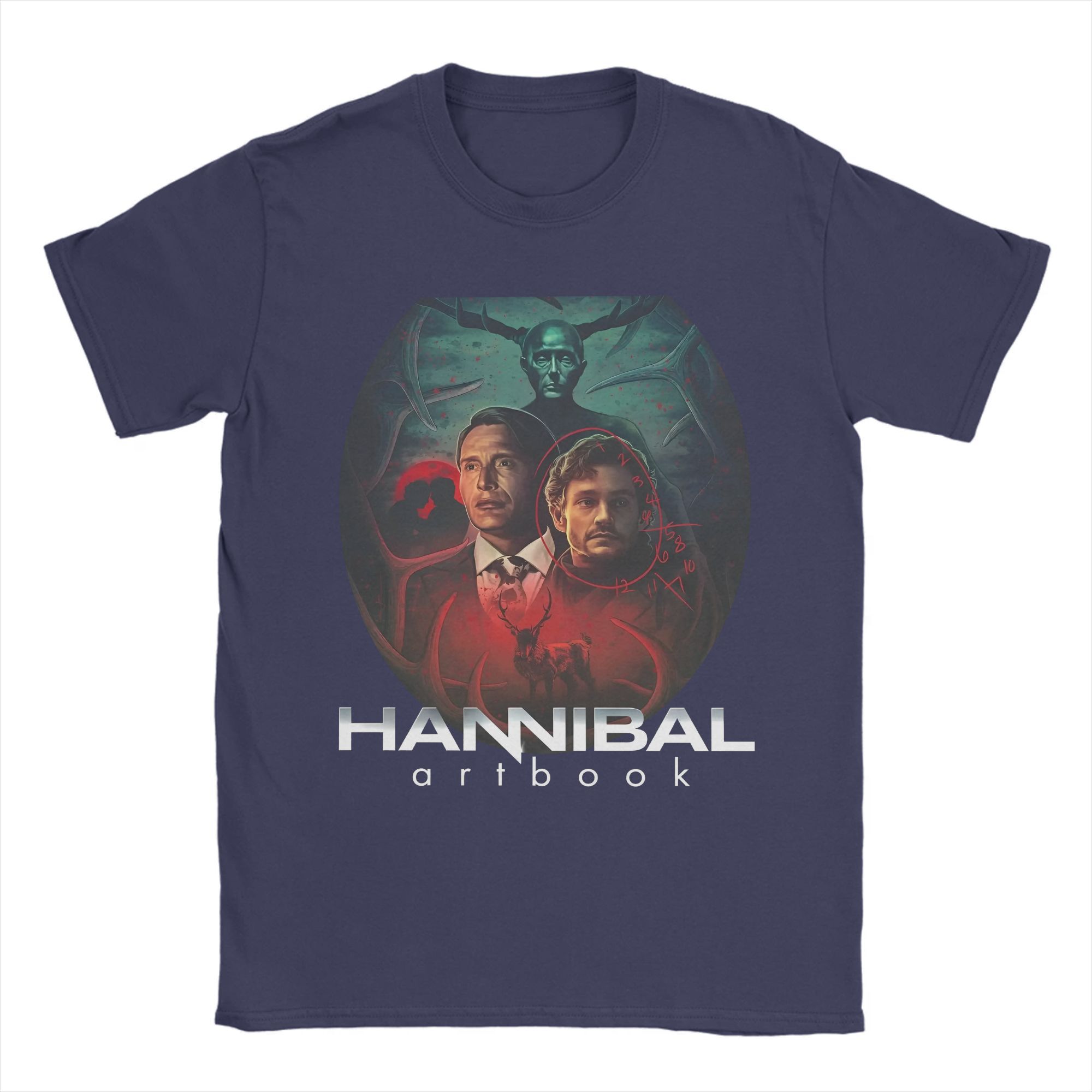 

Mads Mikkelsen Men T Shirts Hannibal Fashion Tee Shirt Short Sleeve Round Collar T-Shirt Cotton Plus Size Clothes 4XL