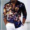 Men's Shining Pattern Printed Long Sleeve Shirts Casual Cardigan New Button Holiday Fashion Shirts