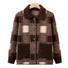 Spring and Autumn New Loose Plaid Cardigan Grandma Thickened Top Mom Lapel Knitted Jacket Women