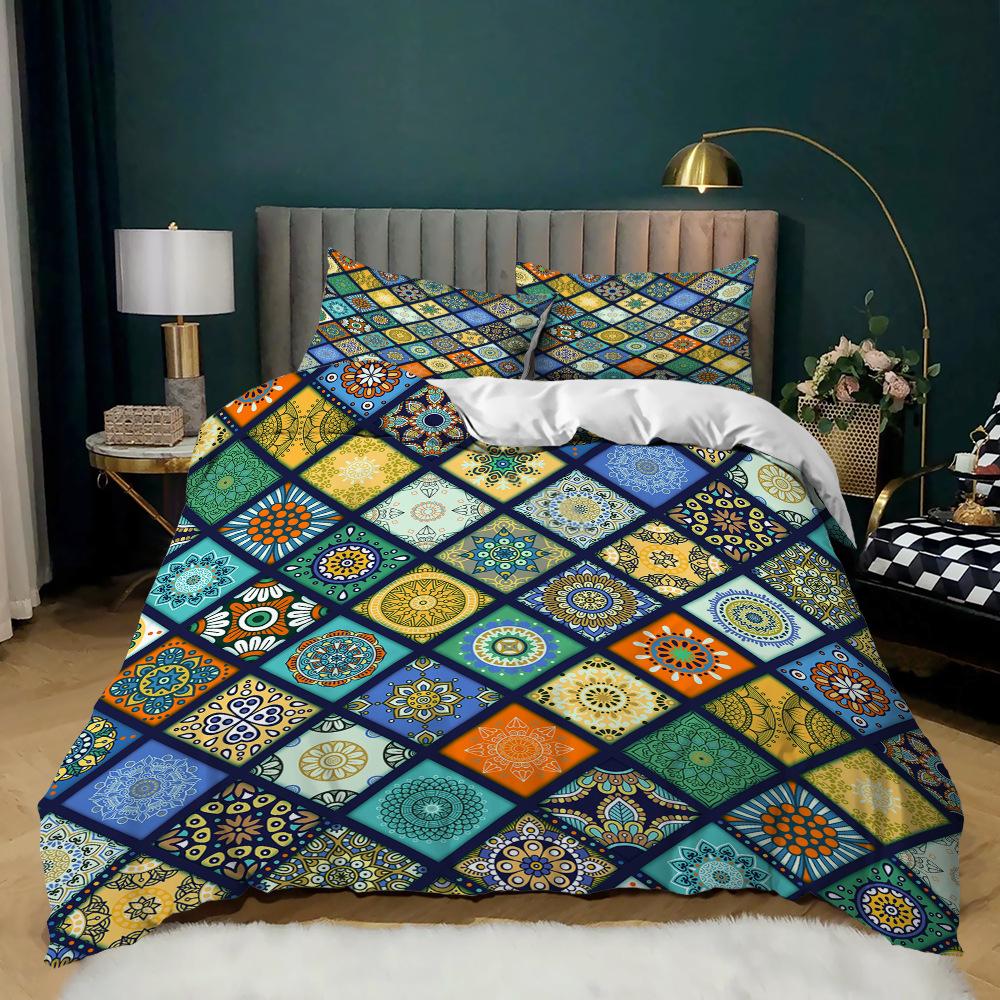 

Comforter Boho Ethnic Mandala Pattern With Hexagonal Lattice Design Super Soft King Size Comforter (quilt)-EU Single(135*200cm)3pcs