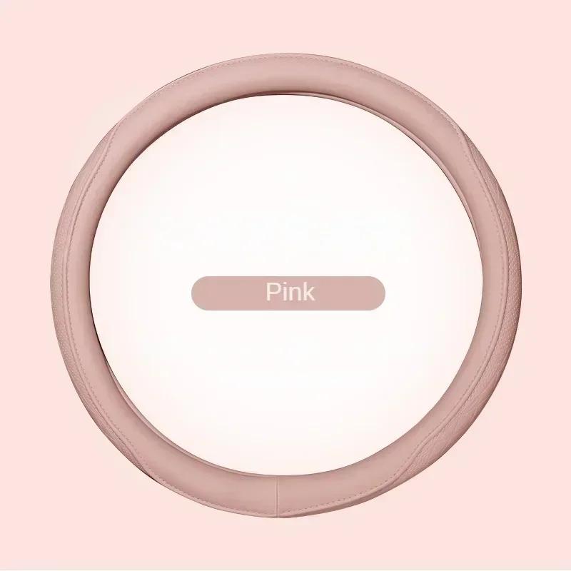 Skórzany Pokrowiec Antypoślizgowy na Kierownicę Samochodową Uniwersalny Pokrowiec Ochronny na Kierownicę Samochodową Styl Modny Typ 38cm