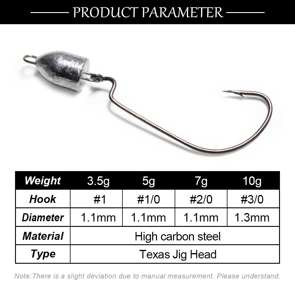 Spinpoler Bass Swing Jig Head Crappie Lure Ned Texas Rigs Fishing Gear 3.5g/5g/7g/10g Bullet Offset Weedless Worm Jigheads Pesca