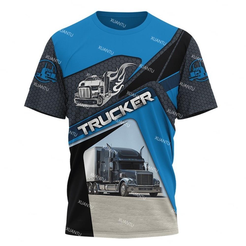 Summer Top Short Sleeved Round Neck Men's T-shirt Truck Pattern 3D Printing Fashionable Casual Plus Size T-shirt Street