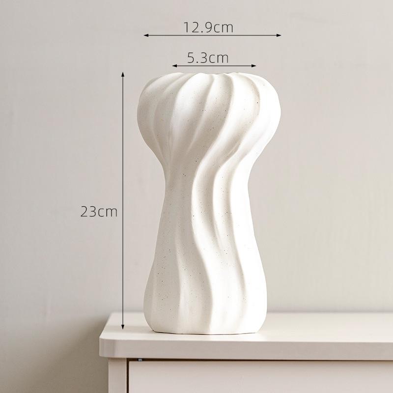 Ceramic Vase Pleated Stripes Handmade Porcelain Pot Flower Vase Hydroponic Flower Arrangement Home Decoration Accessories