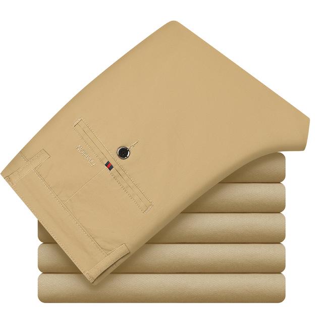 

Мужские повседневные деловые брюки в классическом стиле, эластичные брендовые брюки стандартного кроя, серые, темно-синие, хаки, черные 46 хаки