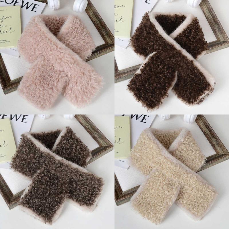 Autumn and Winter Lamb Wool Scarf, Women's Double-sided Light Luxury Shawl, Cross-matching Fashion Scarf, Fur Collar