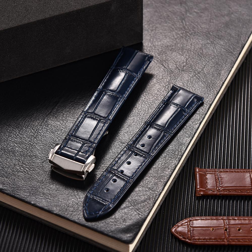 19mm 20mm 21mm 22mm High Quality Genuine Leather Watch Strap For Omega 007 Seamaster 300 Business Clasp Accessories