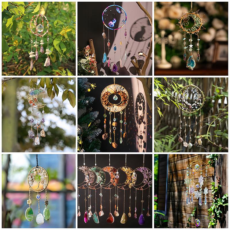 Factory Price Charm Natural Crystal Wind Chime Healing Wind Chime Hanging Ornament Car Decoration Easter Day Gift Sun Catchers