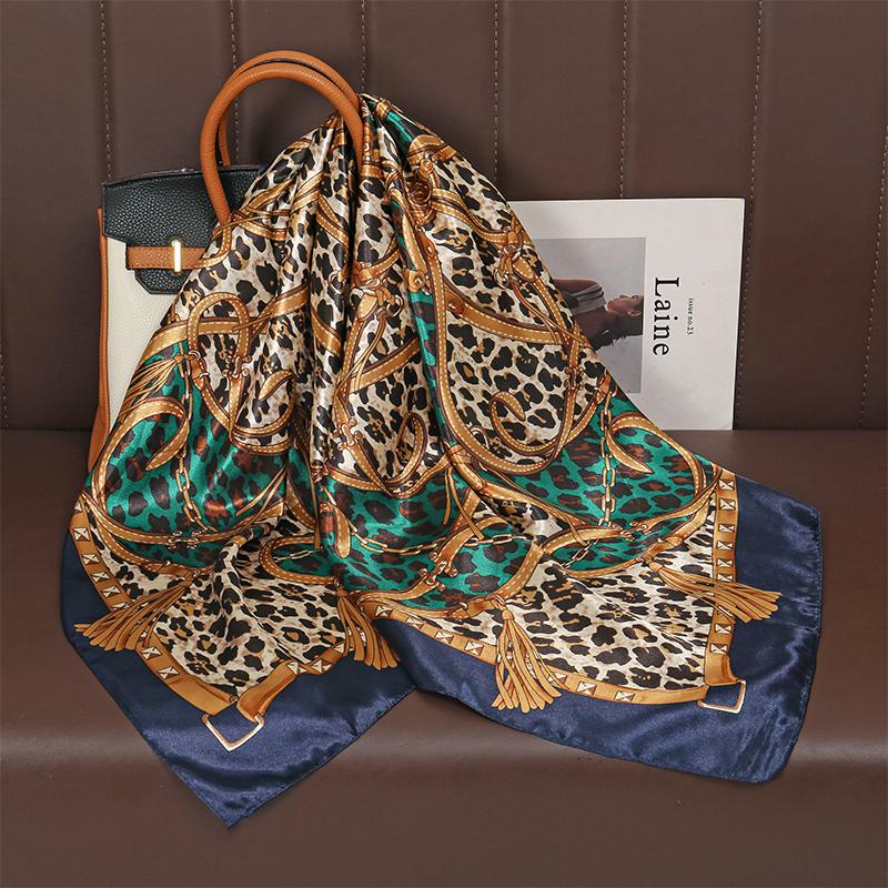 

Квадратный шелковый шарф женский люксовый бренд атласный принт хиджаб шарфы мусульманский парео бандана женская шаль повязка на голову фуляр 90*90 см 90x90cm