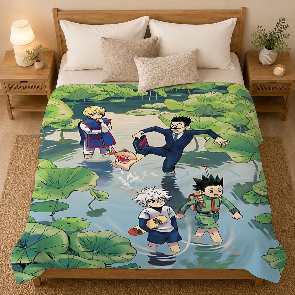 Hunter Hunter Anime Throw 240g Flannel Blanket, Suitable for Sofas, Beds, Offices, Exquisite Gift Blankets
