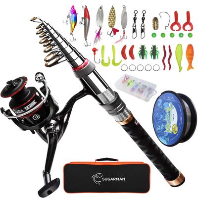 Sugarman Fishing Pesca Carbono Telescópica Pesca Spinning Pesca Linha Para Vara de Pesca Bolsa de Armazenamento e Manual de Instruções Japonês Mar Rio