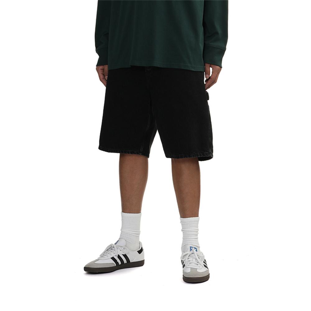 Carhartt WIP Single Knee Shorts Washed Button Solid Color Denim Men shorts Black I032026-89-06