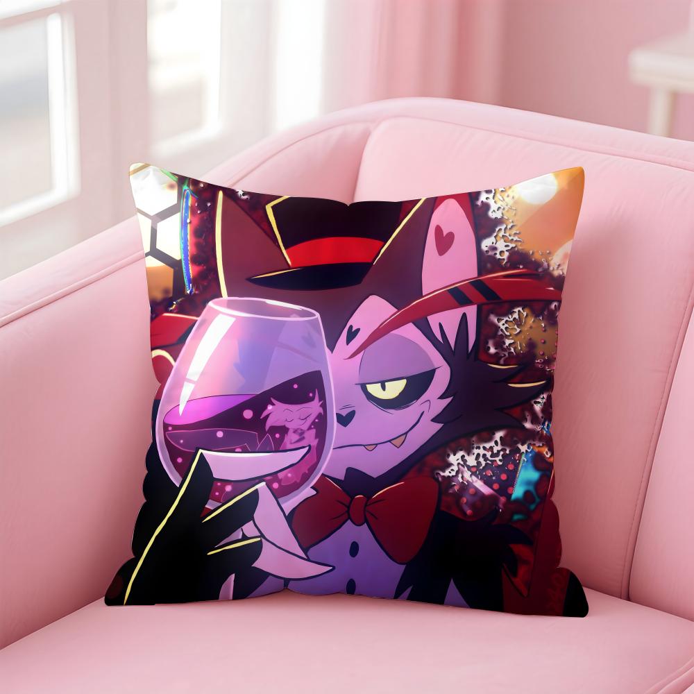 H-Hazbin H-Hotel Anime Cushion Cover Home & Car Multi-Scene Pillow Cover - Reversible, Soft & Durable for Daily Use