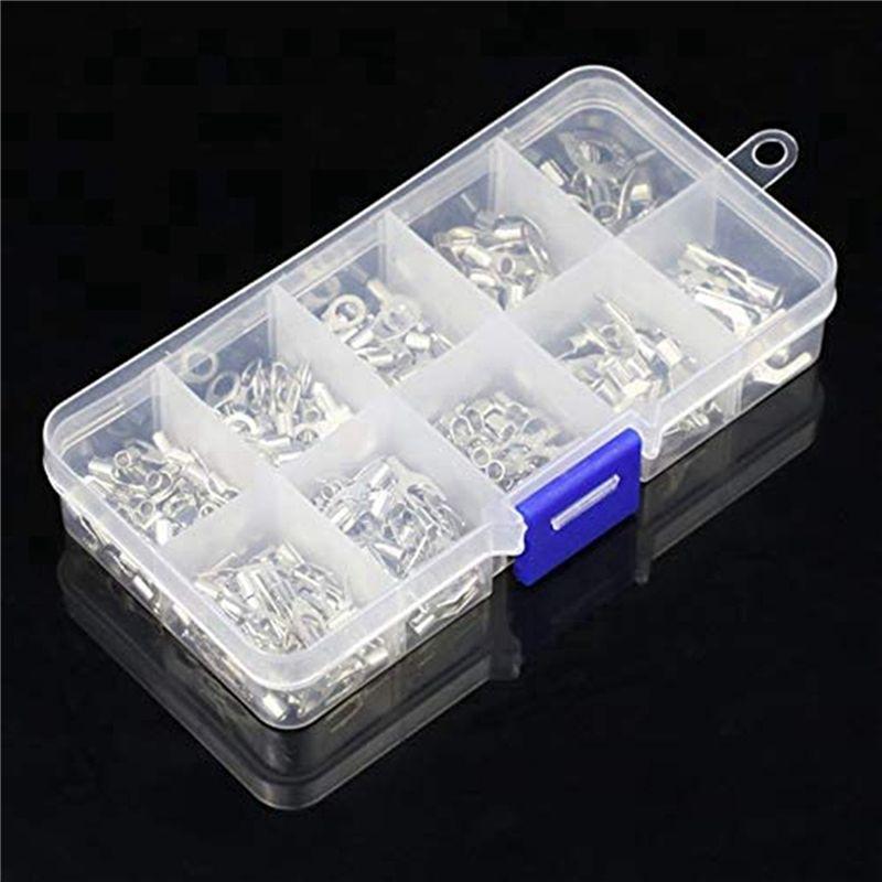 ABUL-640Pcs 10 In 1 Terminals Non-Insulated Ring Fork U-Type Brass Terminals Assortment Kit Cable Wire Connector Crimp Spade