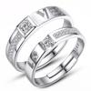 Fashion Exquisite Silver Color Pair Rings for Women Men Adjustable Couple Engagement Wedding Gift Jewelry Accessoires
