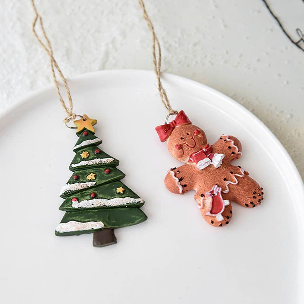 Gingerbread Man Christmas Tree Hanging Pendant Resin Hanging Xmas Tree Ornament Painted Funny Christmas Decoration