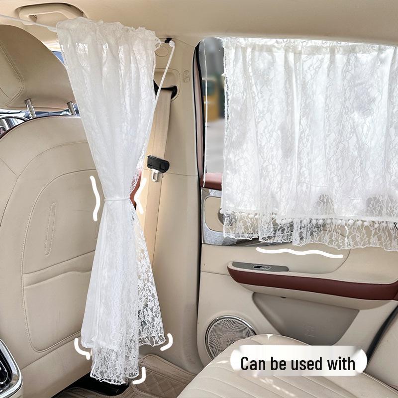 Lace Mesh Car Sunshade: Baby Protection & Heat Insulation Side Curtains for Privacy