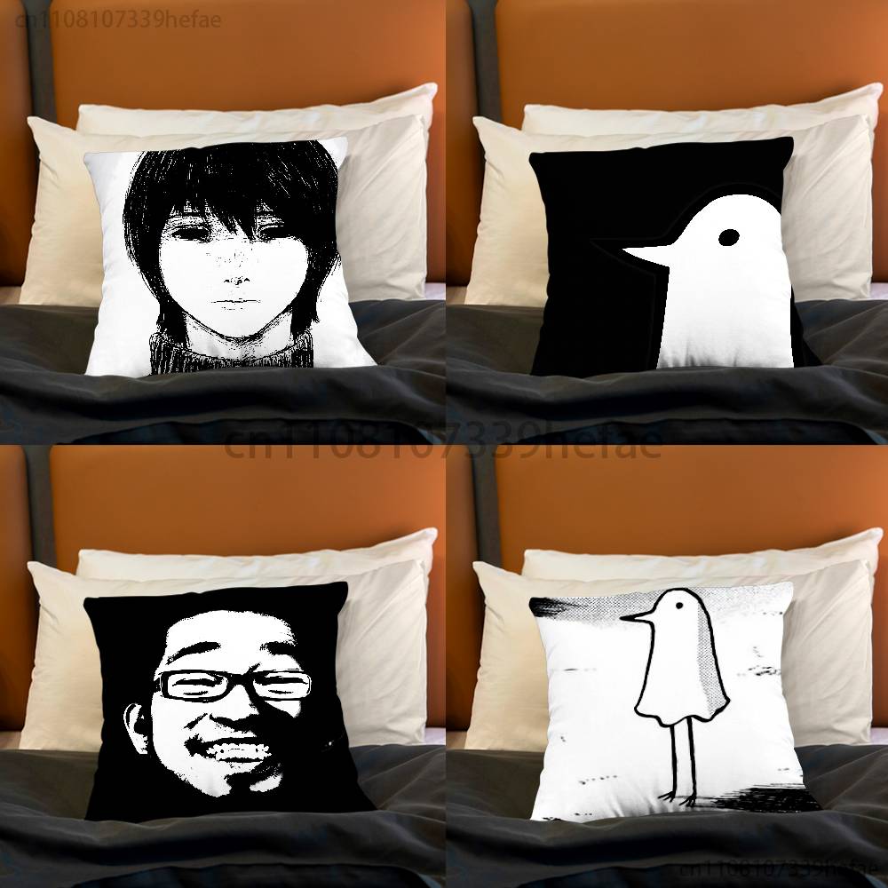 GGoodnight Oyasumi PPunpun Pillow Case Plush Pillow Cases Home Decoration Pillow Cover for Sofa Bed Chair Living Room
