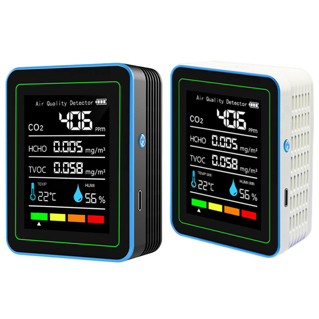 5-in-1 Indoor Air Quality Monitor USB Charging Air Quality Tester with Temperature Humidity TVOC Display for Home Office
