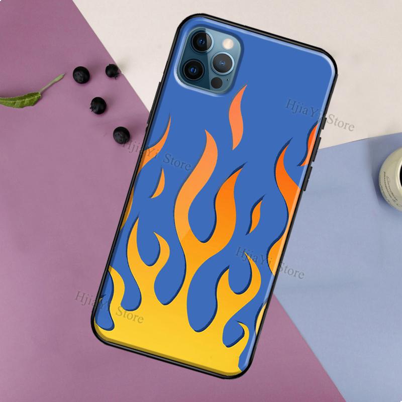 Flame Aesthetic Light Blue Fire Pink Case For iPhone 13 12 11 14 Pro Max 6S 7 8 Plus SE 2020 12 13 Mini X XR XS Max Back Cover
