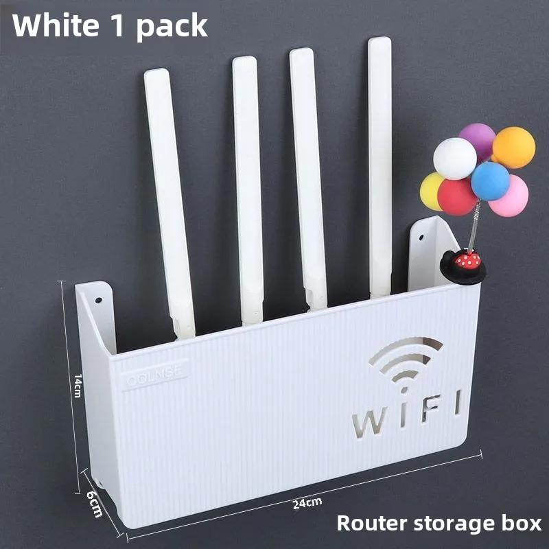 Veggfeste WiFi-rutelhylle - Oppbevaringsboks i ABS-plast med kabelhåndtering, Hengende organizer for strømlister og hjemmedekor