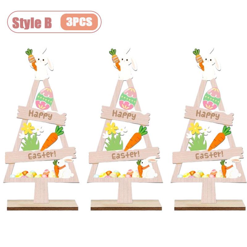 Mini Easter Bunny Decor Wooden Egg Tabletop Ornaments Spring Centerpiece Display Shelf Decorations Holiday Home Scene Crafts