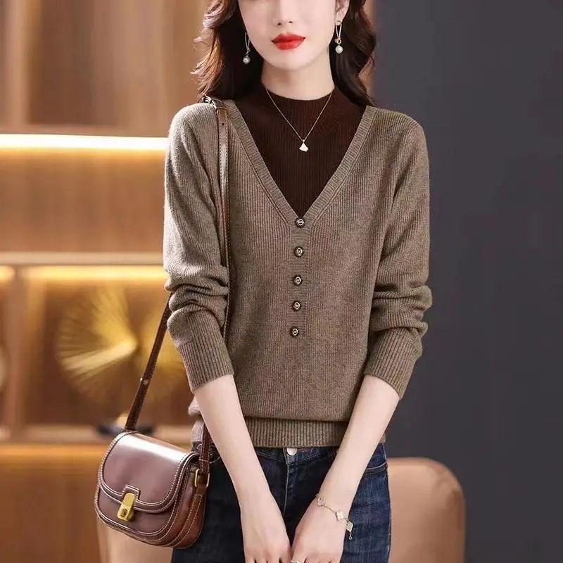 

Women s Knitted Sweater Mom s Outfit Autumn and Winter New Style Loose Base Knitted Sweater S