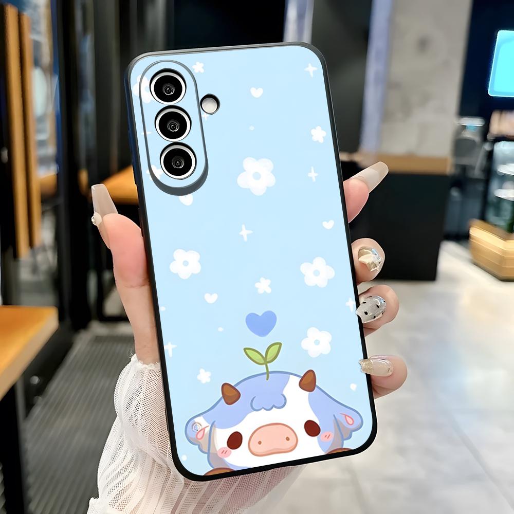 Cartoon Cow Phone Case For Samsung A25 A13 A33 5G A54 A36 A35 A56 A52 A14 Shockproof Soft Cover
