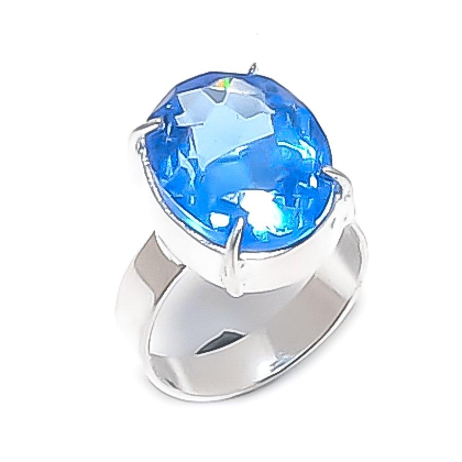 

Natural Swiss Blue Topaz Gemstone 925 Sterling Silver Jewelry Ring Size 7 ETC-13491