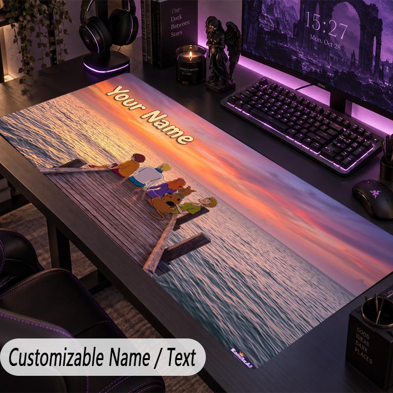 Custom Text Big Mousepad, Extended Desk Pad For Laptop Work GameScooby-Doo