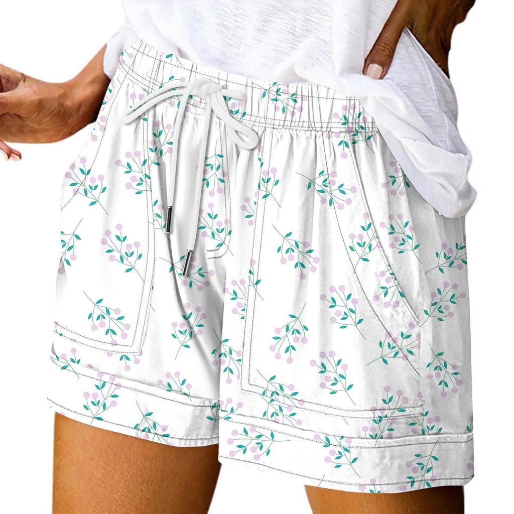 Damen Casual Sommer Elastische Strandshorts Print Casual Shorts